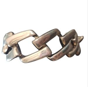 Vintage 1980's Geometric Chrome Link Bracelet